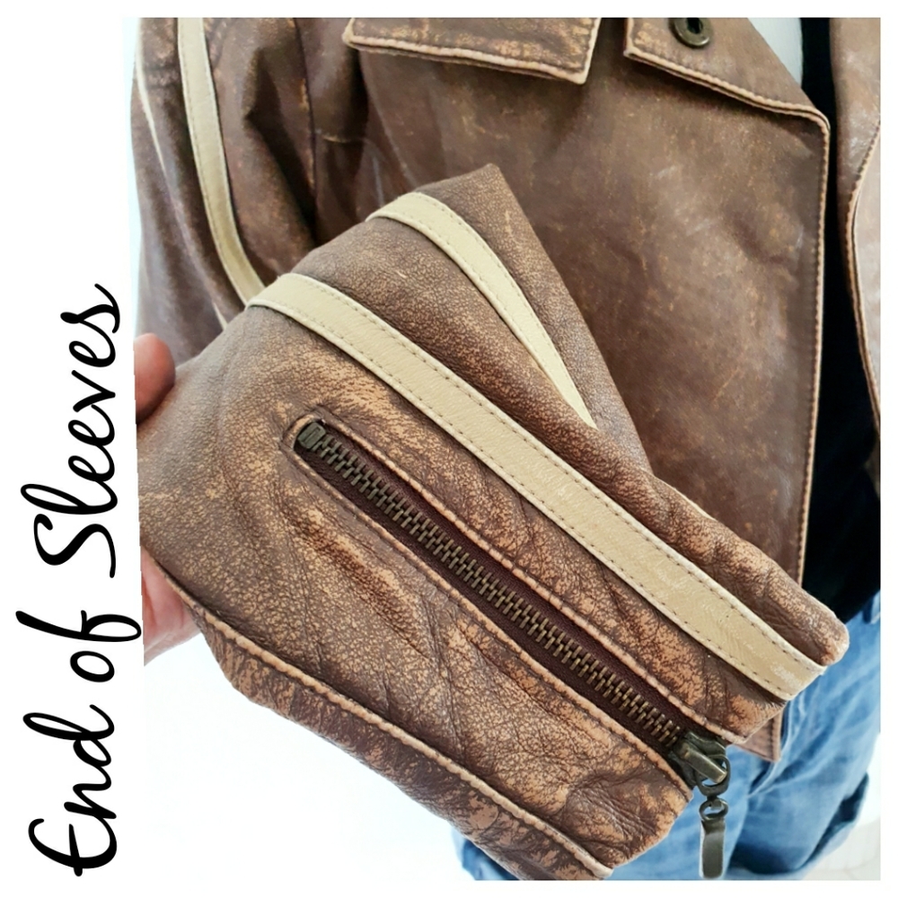 Genuine Leather Brown Cropped Jacket - Picture 13 of 15